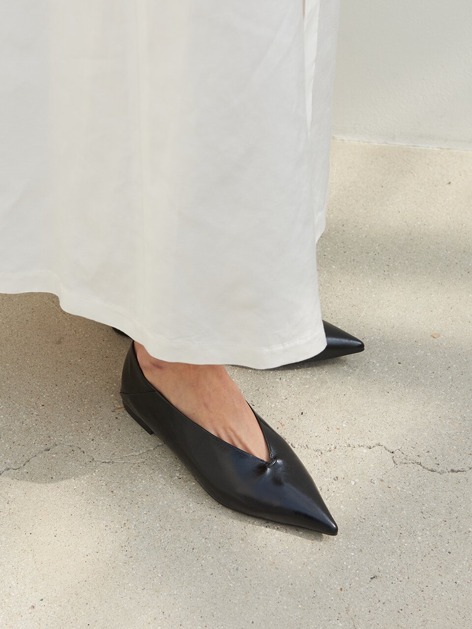 Inès Flat Leather Black