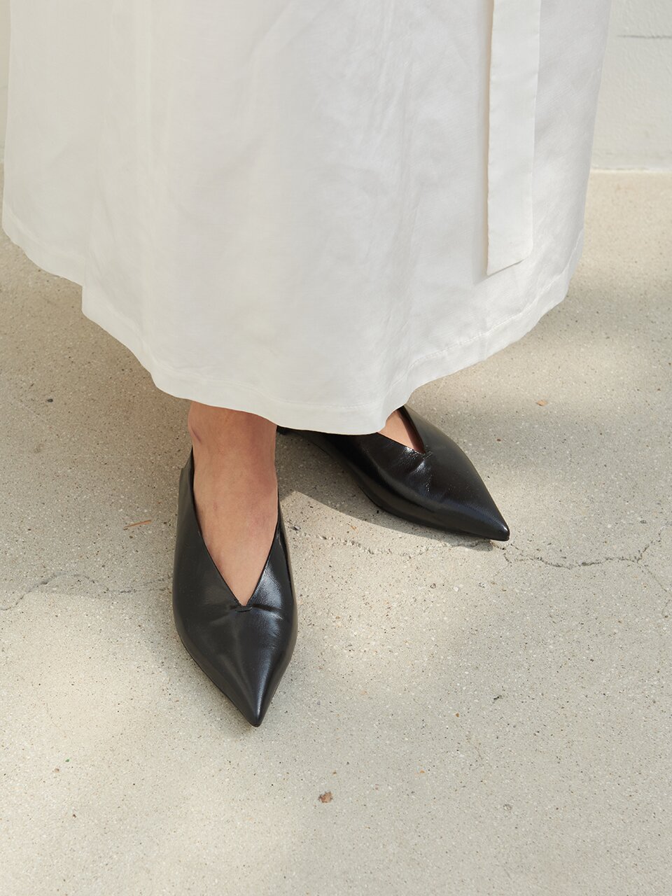 Inès Flat Leather Black