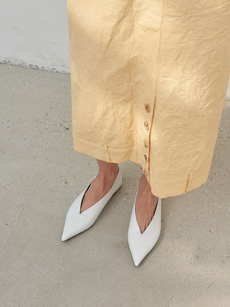 Inès Flat Leather White