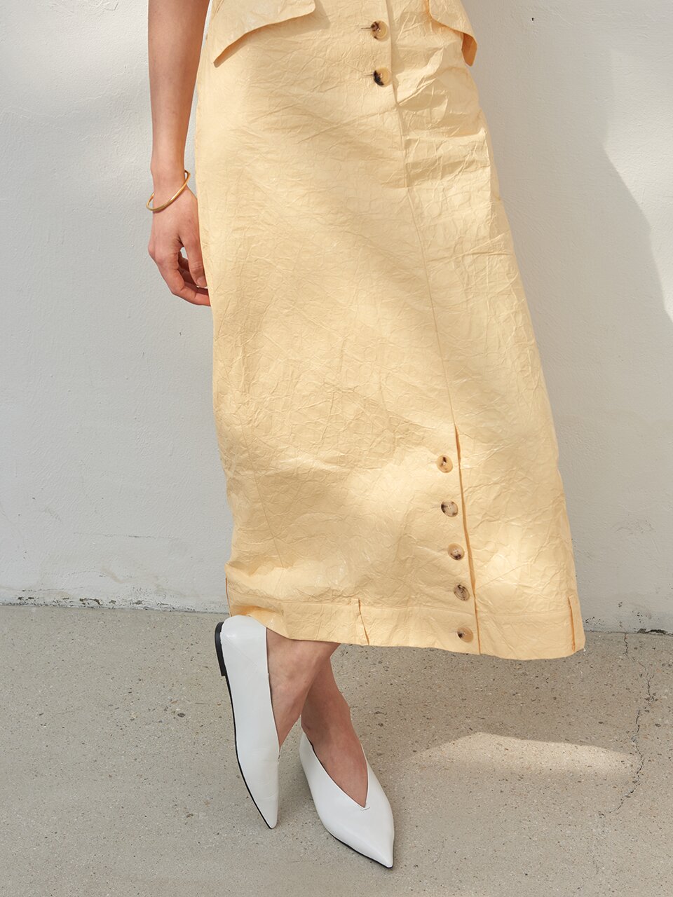 Inès Flat Leather White