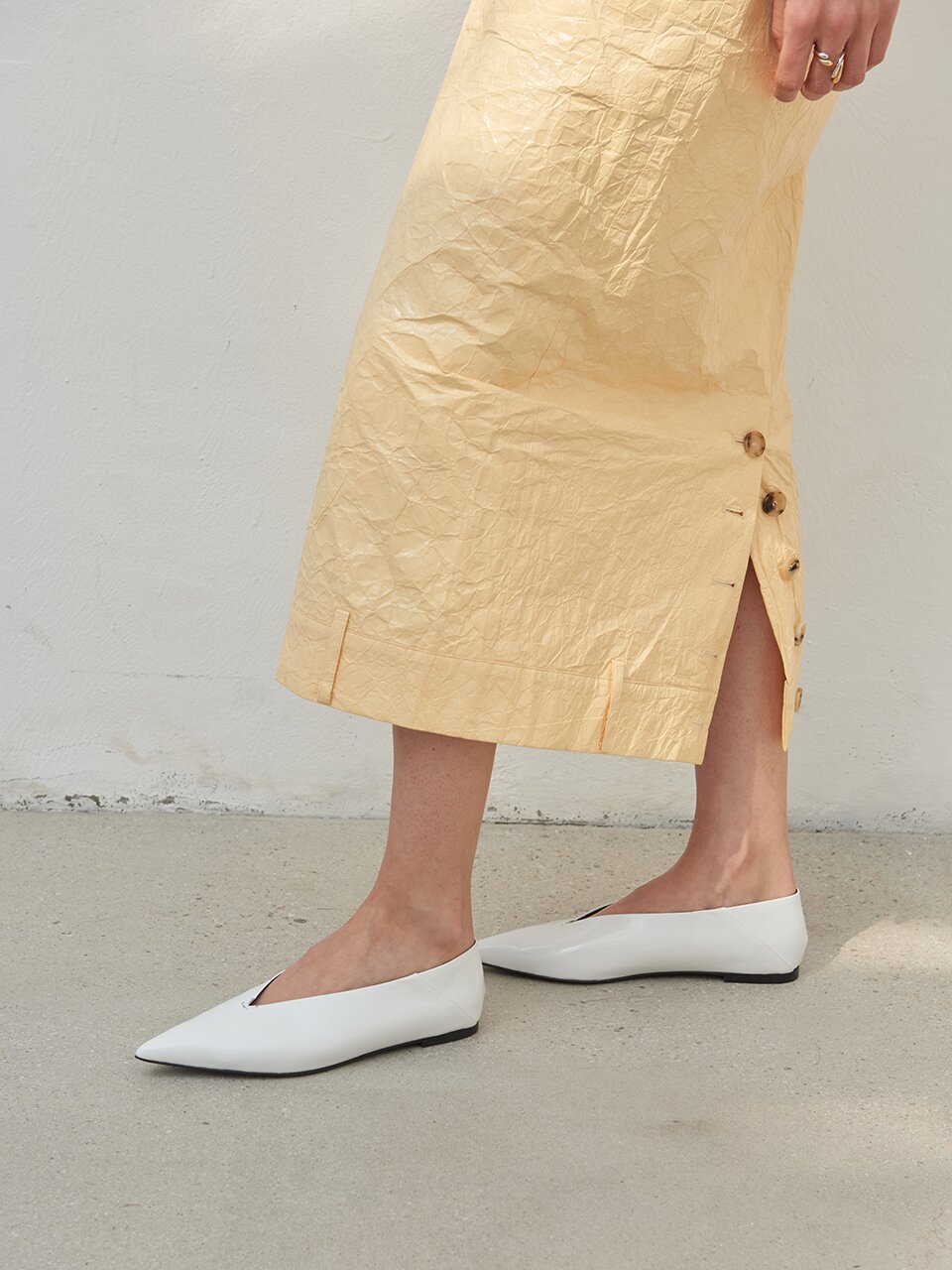 Inès Flat Leather White