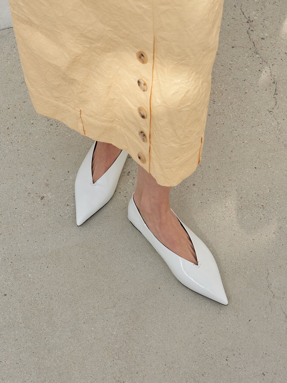 Inès Flat Leather White
