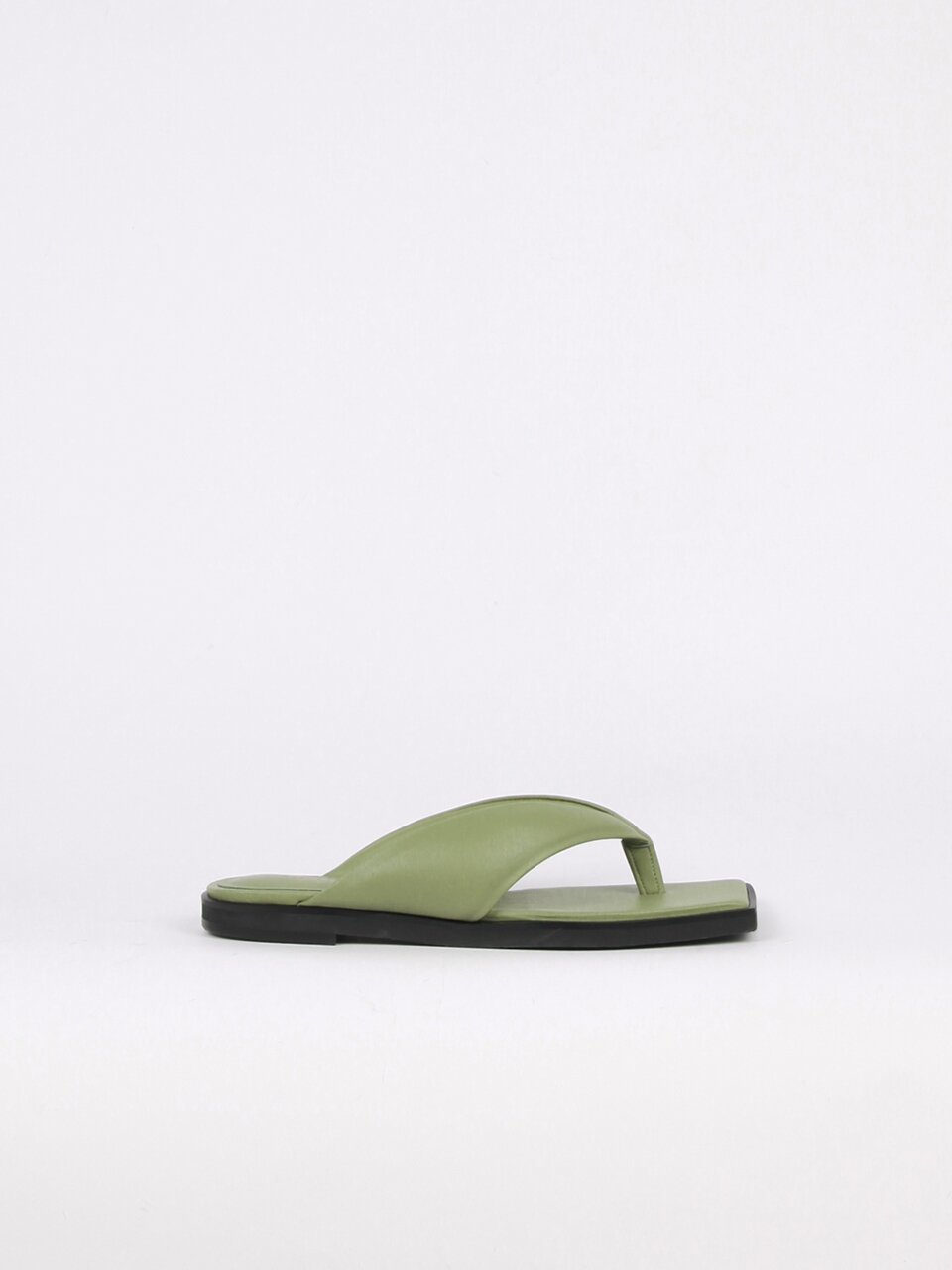 Nadia Flip-Flop Leather Slides Sage Green