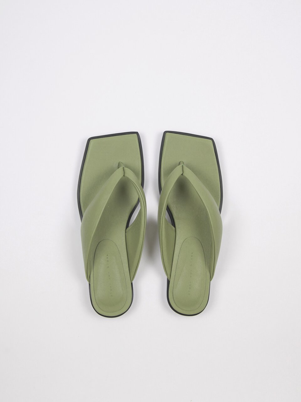 Nadia Flip-Flop Leather Slides Sage Green