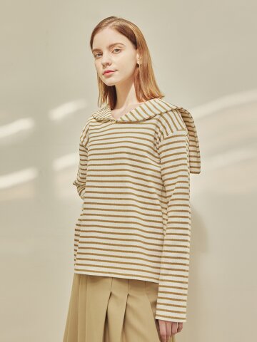 marin stripe sailor collar t-shirts_BEIGE