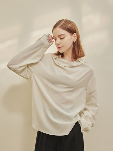 alina drape collar blouse_IVORY