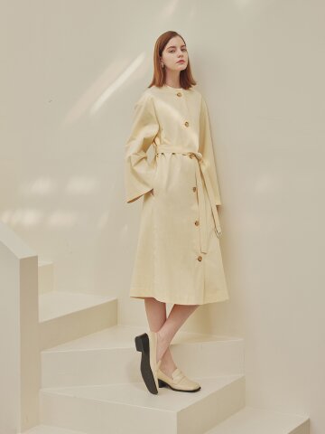 london 2 way non collar outer dress_CREAM
