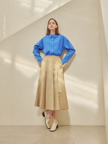 aba pleats long skirt_BEIGE 