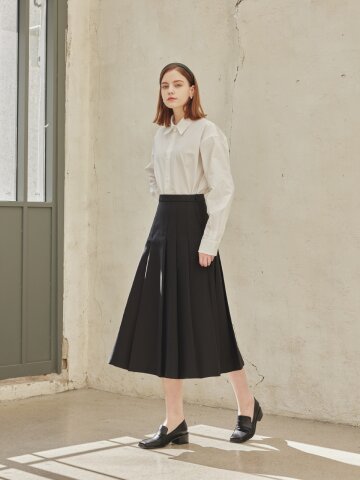 aba pleats long skirt_BLACK