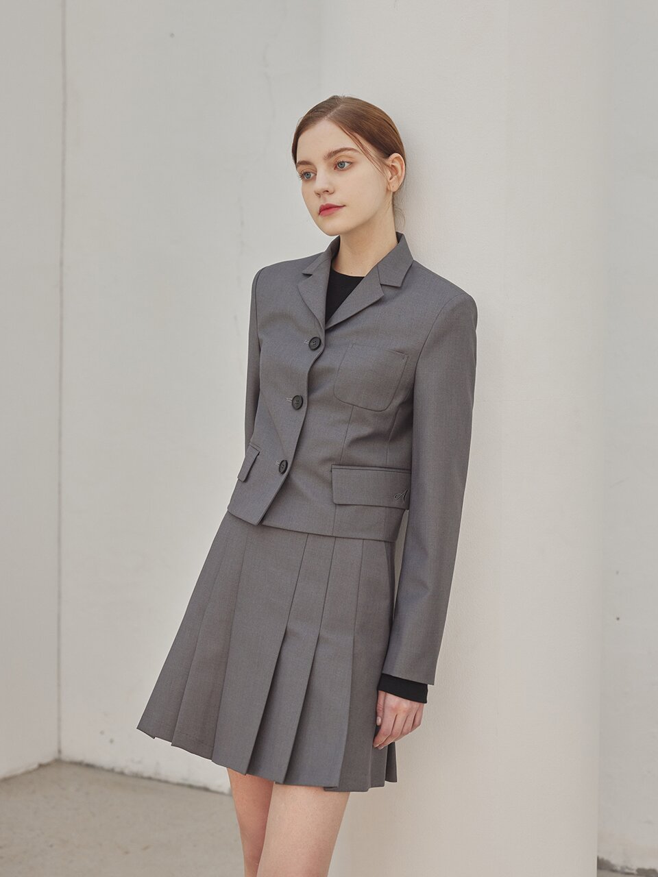 alice crop jacket_GRAY