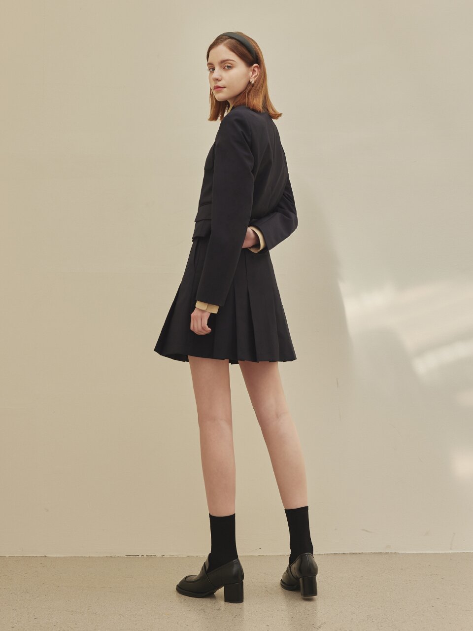 alice pleats mini skirt_NAVY