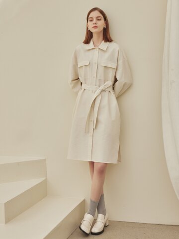 ray collar two pocket shirts dress_IVORY