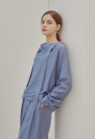 henna strap drape blouse_BLUE