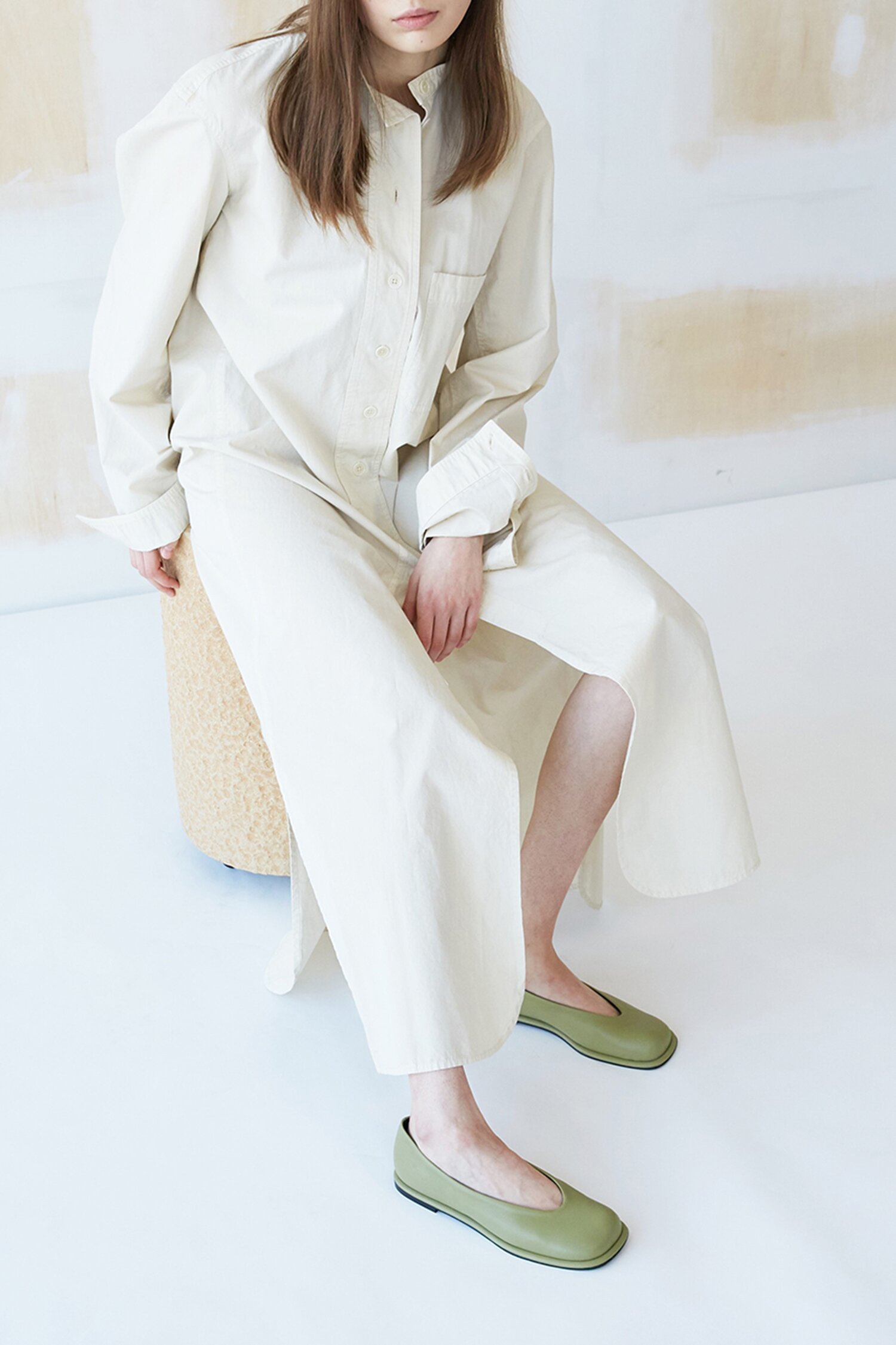 Lisa Flat Leather Sage Green