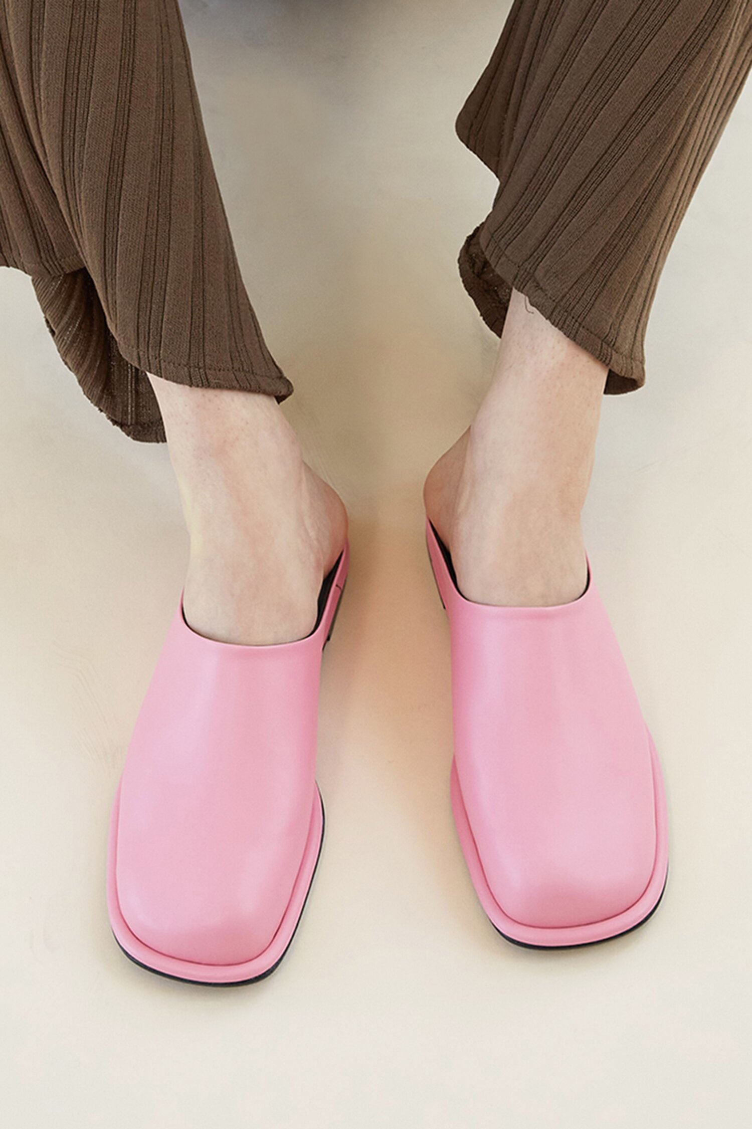 Lisa Mules Leather Pink