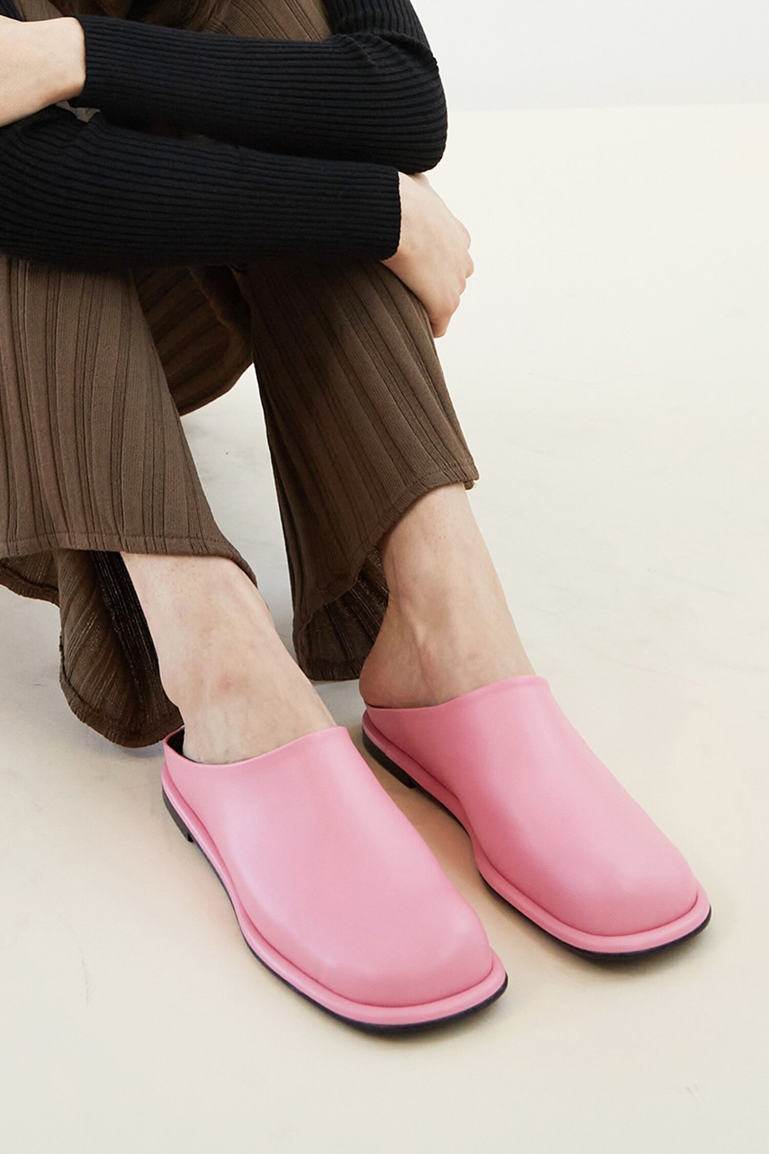 Lisa Mules Leather Pink