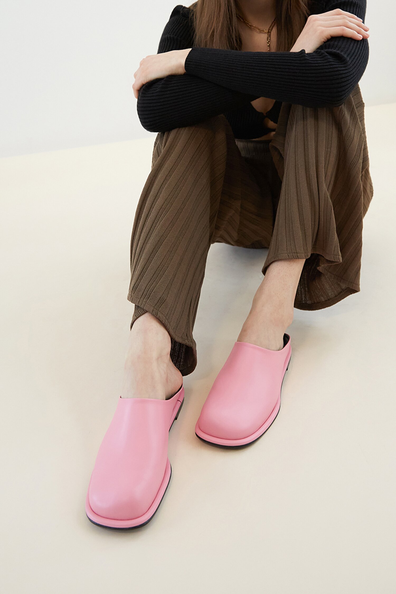 Lisa Mules Leather Pink