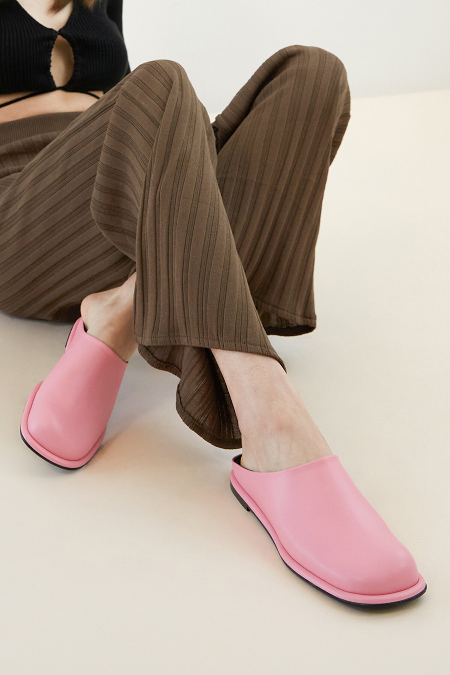 Lisa Mules Leather Pink