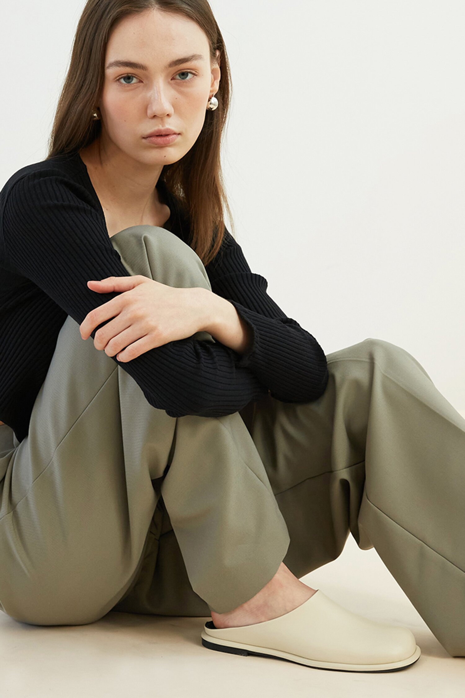 Lisa Mules Leather Ivory