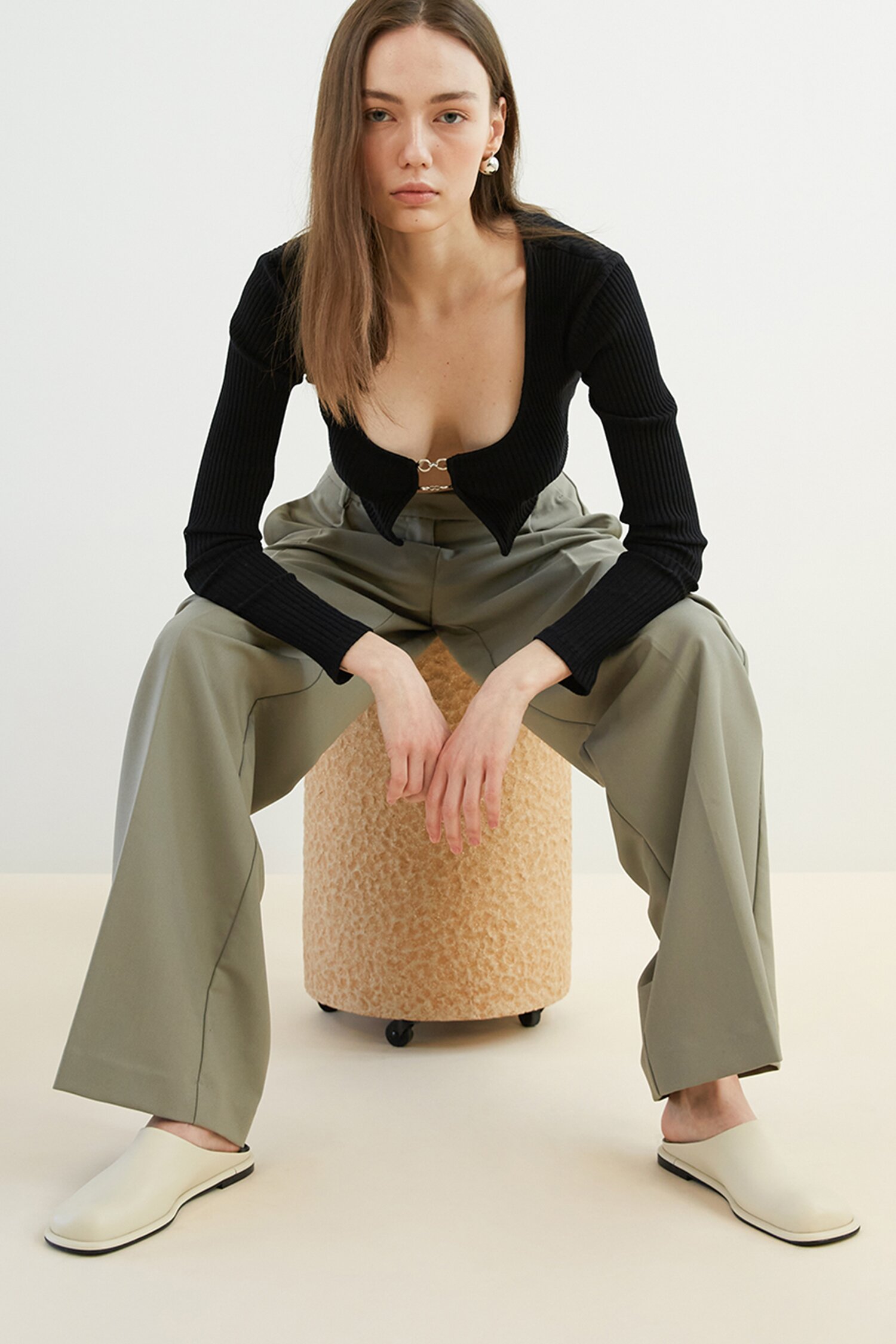 Lisa Mules Leather Ivory