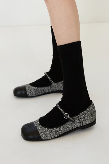 Lua Mary Jane Flats Tweed Grey