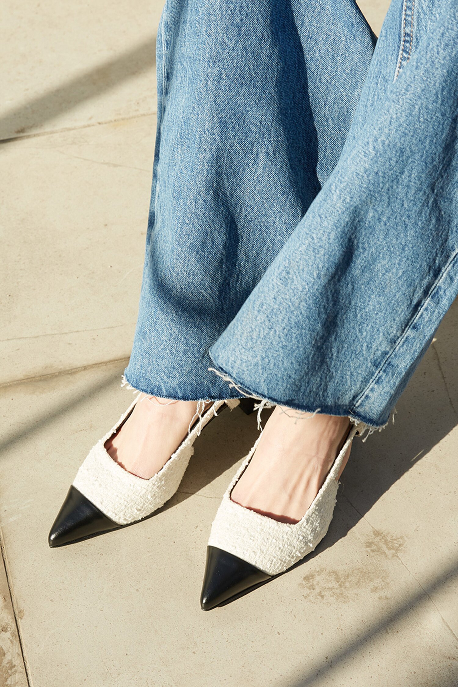 Celia Slingback Pumps Tweed White