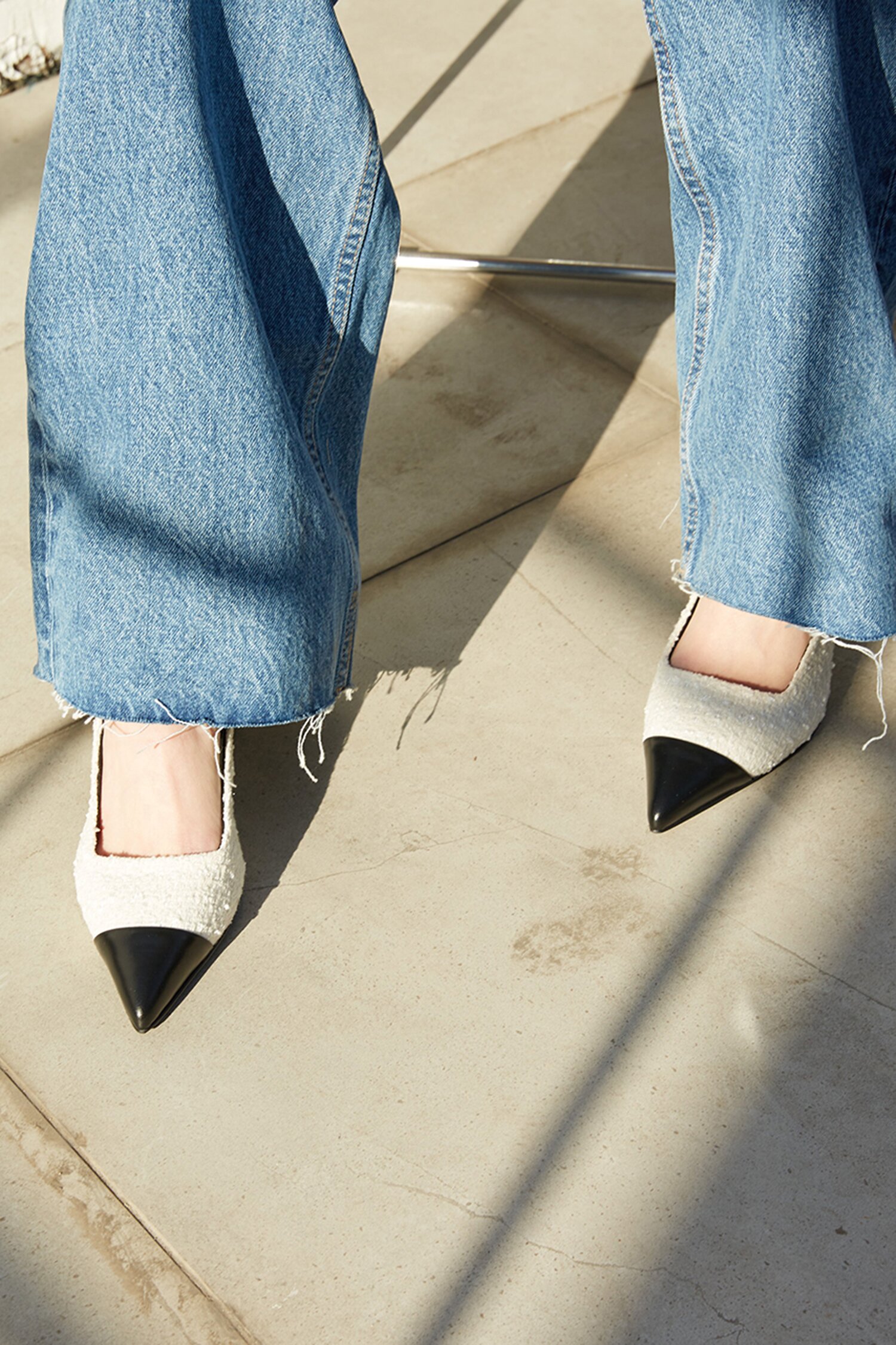 Celia Slingback Pumps Tweed White