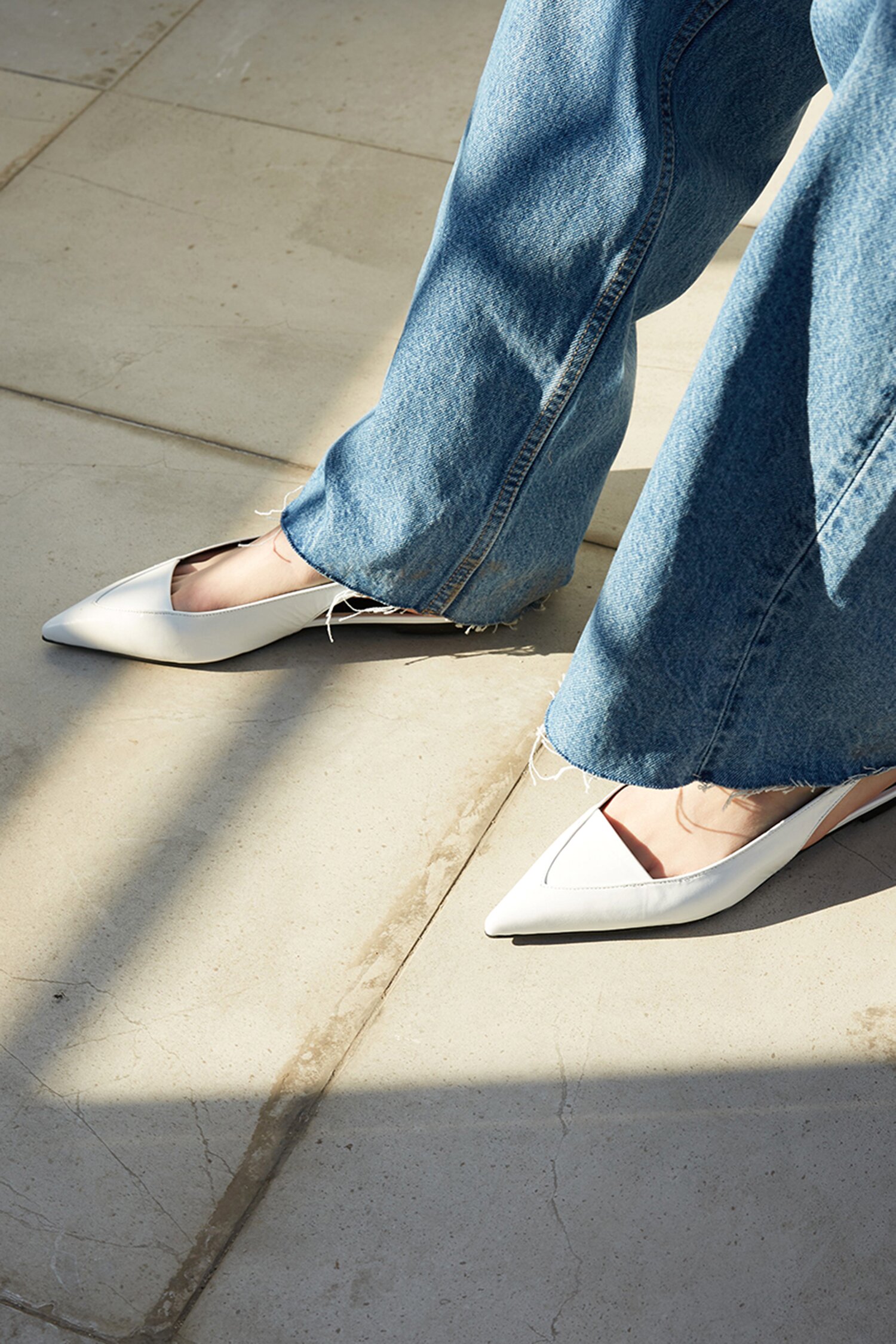 Nana Slingback Flats Leather White