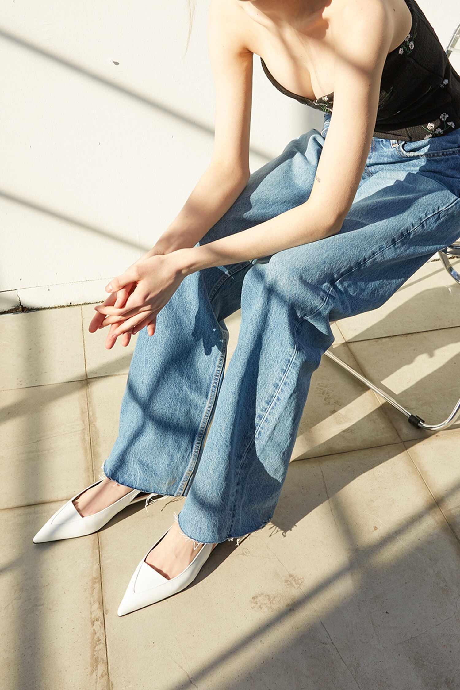 Nana Slingback Flats Leather White