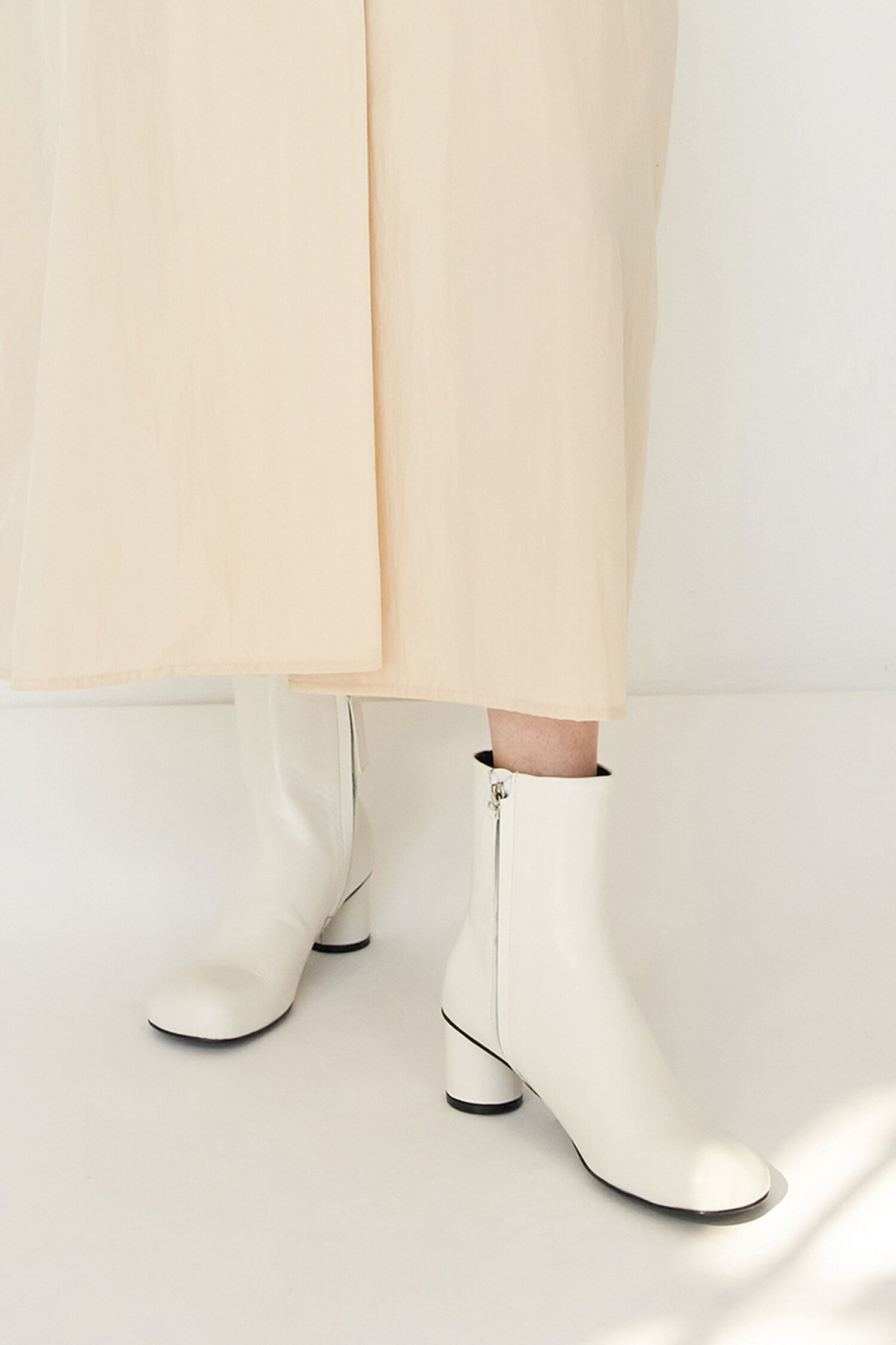 Luna Ankle Boots Leather Ivory 5cm