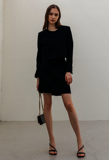 TWEED SILVER PERAL CROP JACKET SETUP