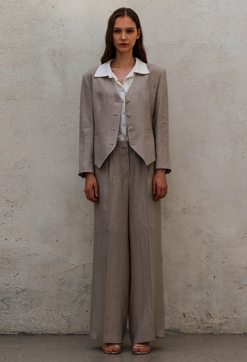 LINEN HERRINGBONE SUIT BEIGE