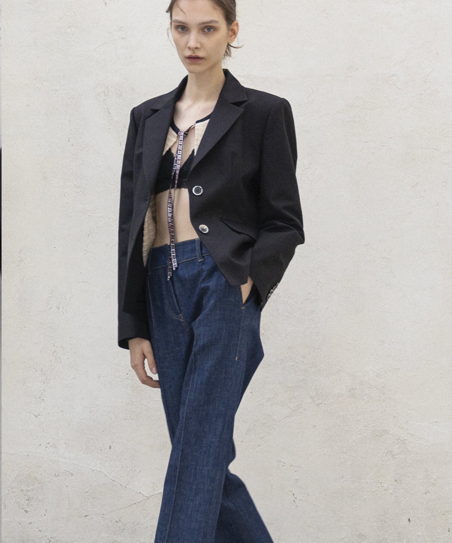 CLASSIC COTTON TAILORED JACKET BLACK