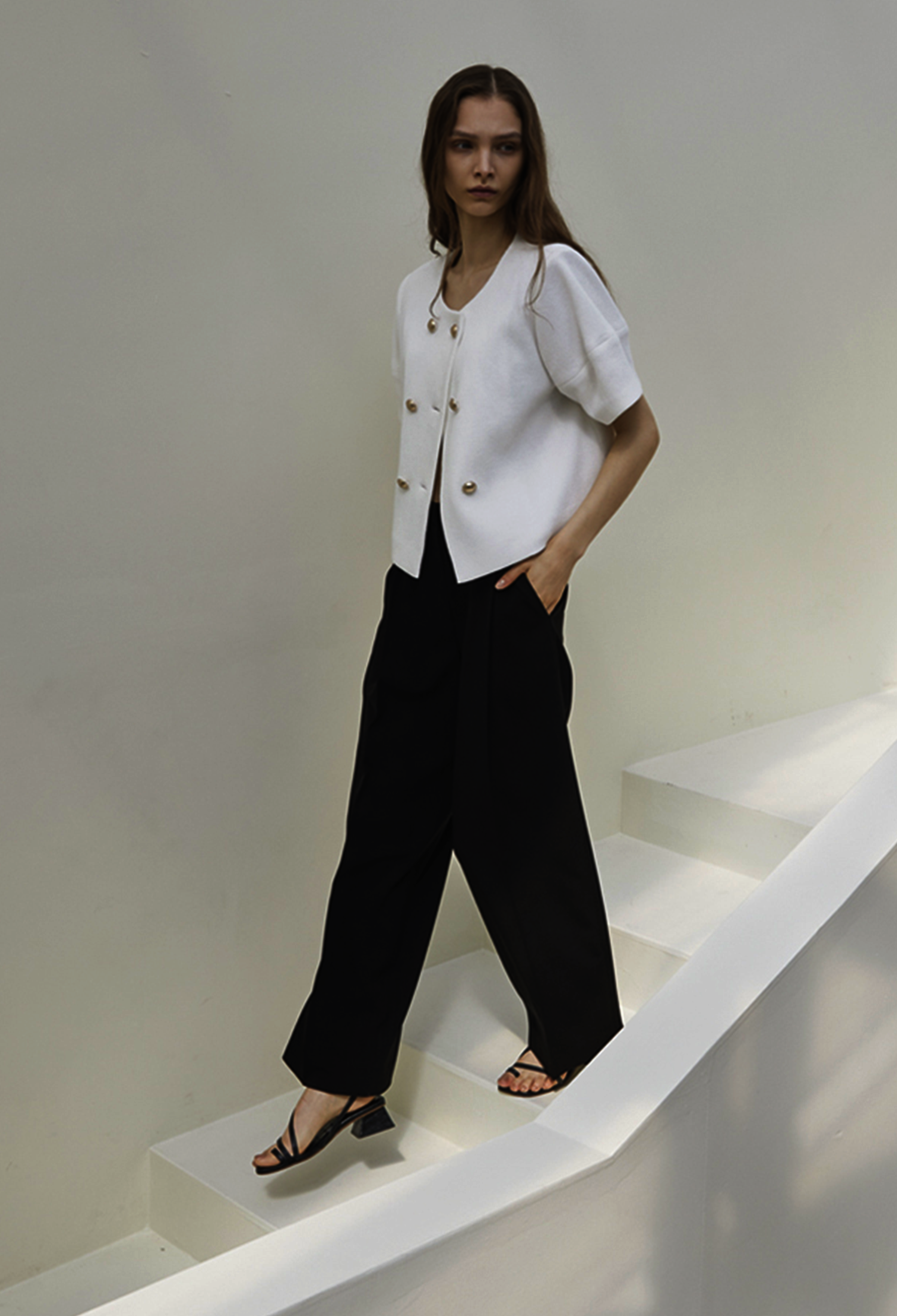 LIFE WIDE ONE TUCK PANTS BLACK