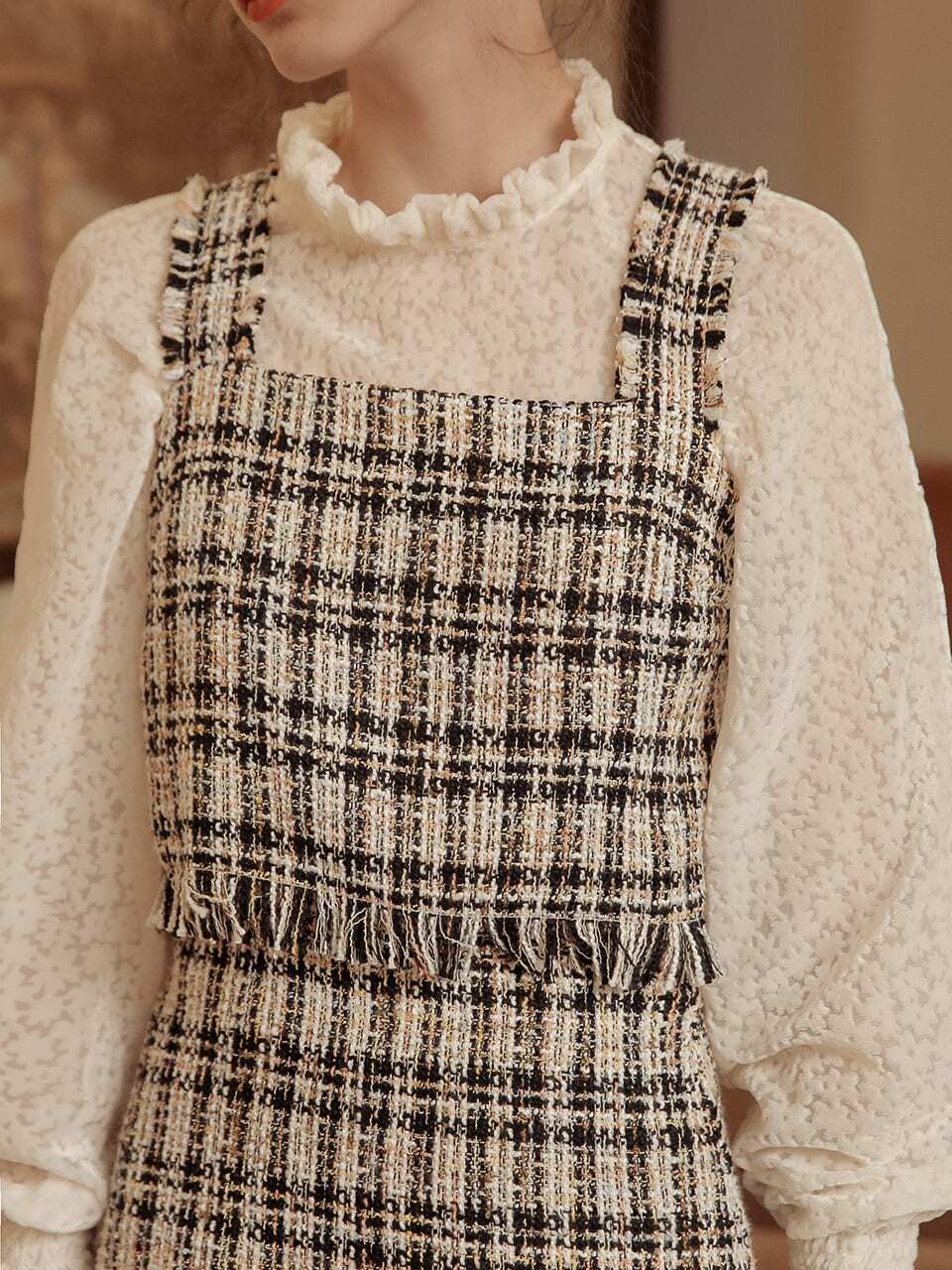 Drop tweed check two-piece