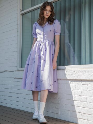 Lilac side pocket wide dress