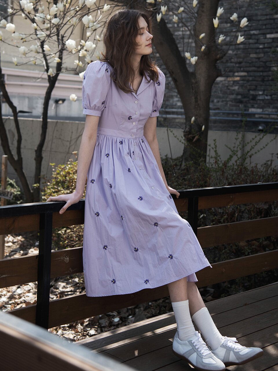 Lilac side pocket wide dress