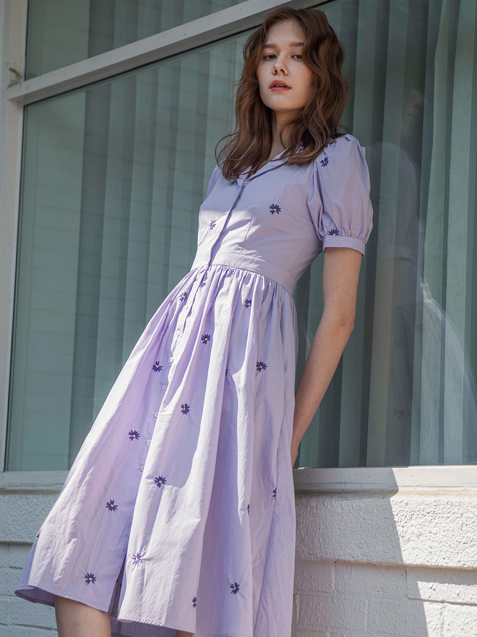 Lilac side pocket wide dress