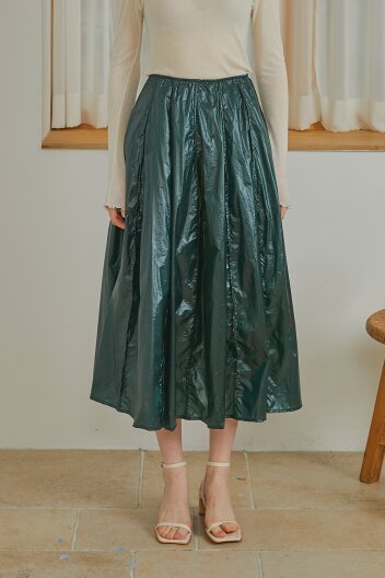 A라인 절개 플레어 밴딩 롱 스커트 