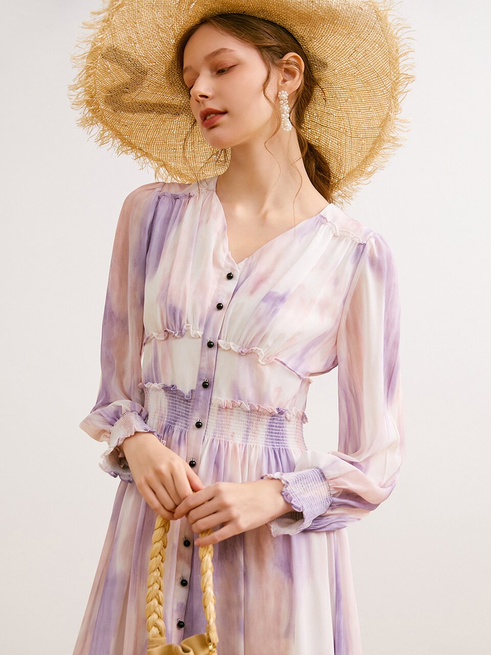 Ozie Purple tie-dye dress