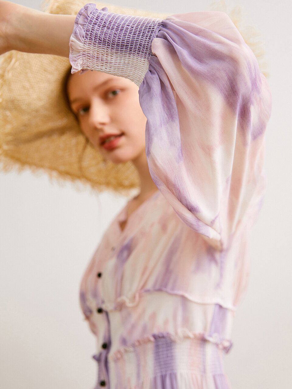 Ozie Purple tie-dye dress