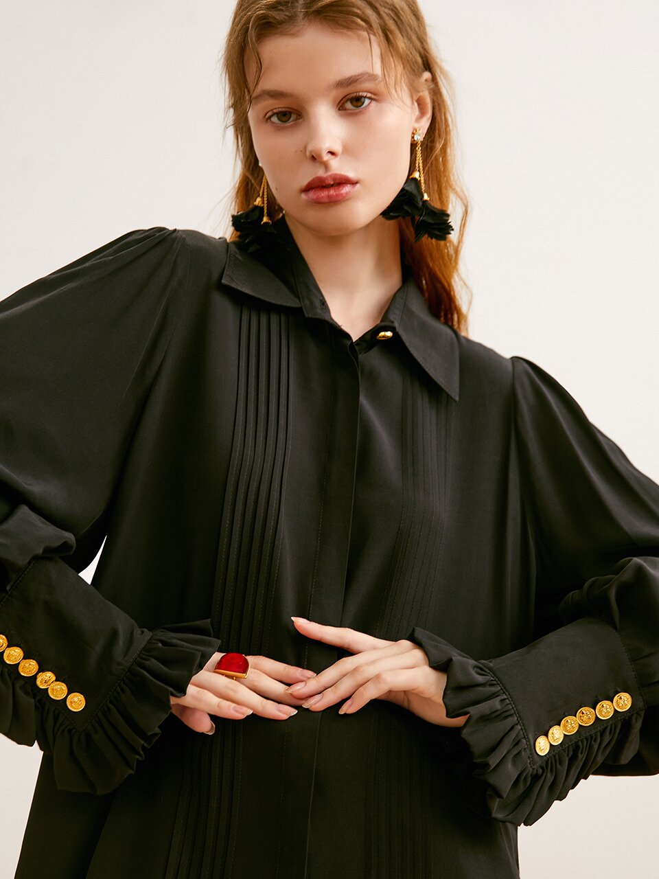 Ozie viscose lace shirt_2 color