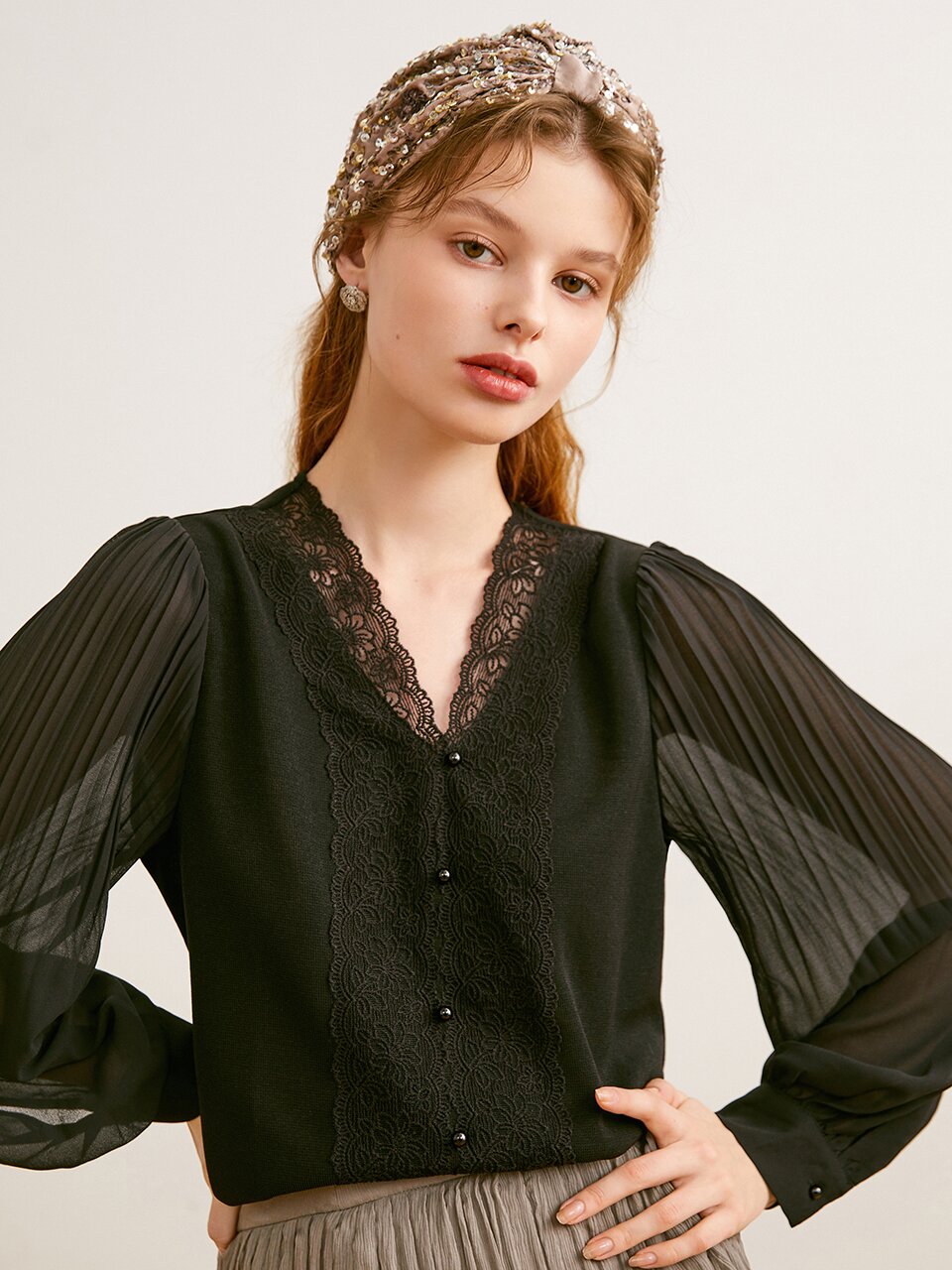 Ozie french chiffon v neck_2 color
