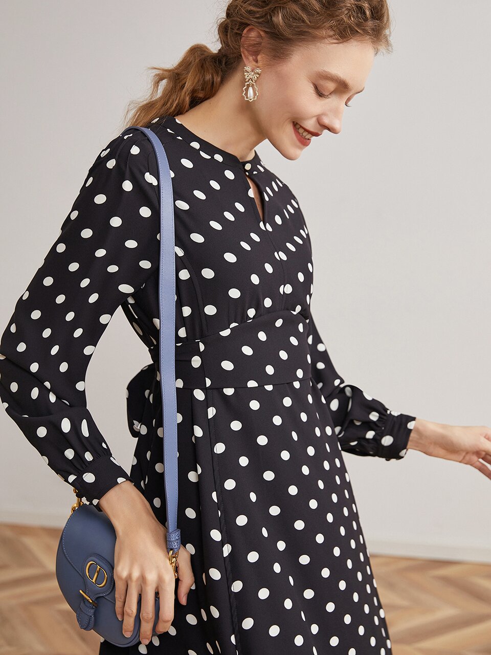 Ozie white dot dress