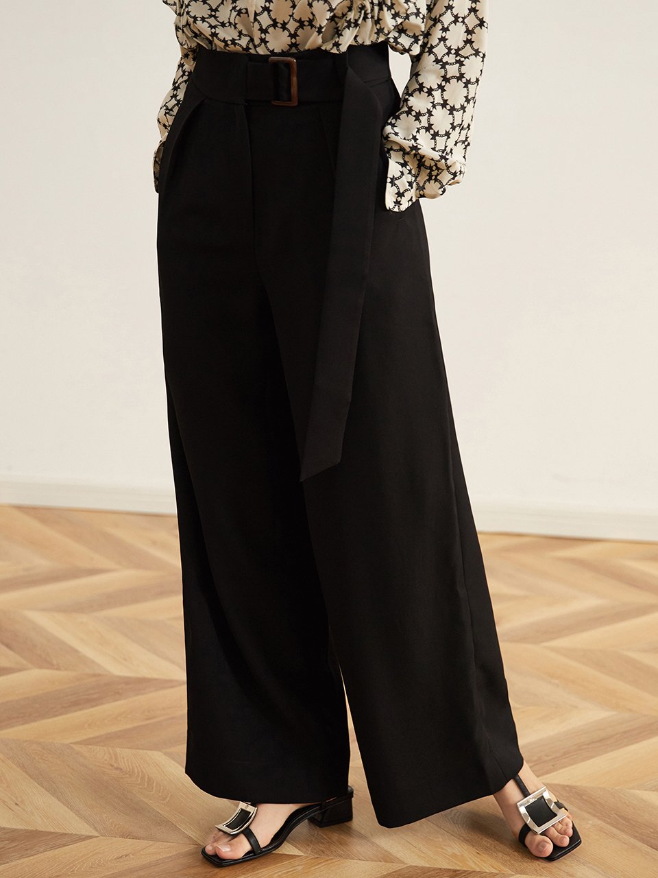 오지 High waist belted pants BLACK High waist belted pants BLACK