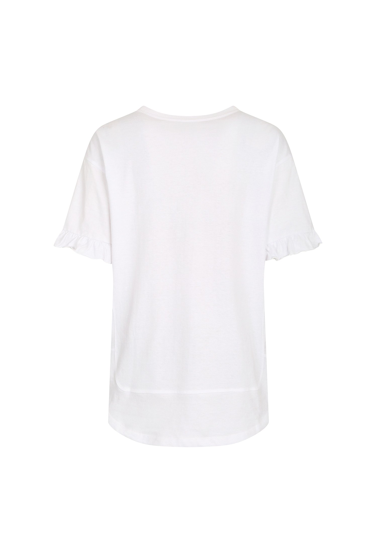 프릴 슬리브 프린트 티셔츠 (WHITE)