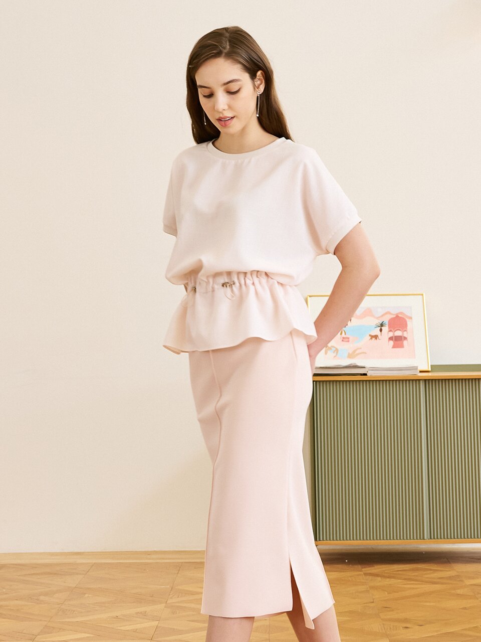 String Detail Blouse_Ivory
