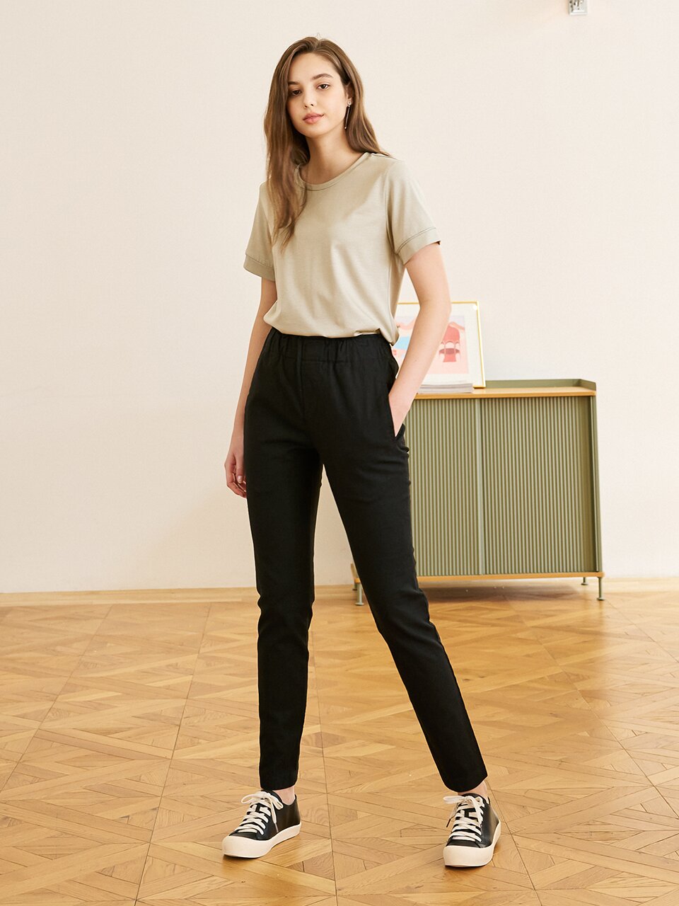Linen Morbido Bending Pants_Black