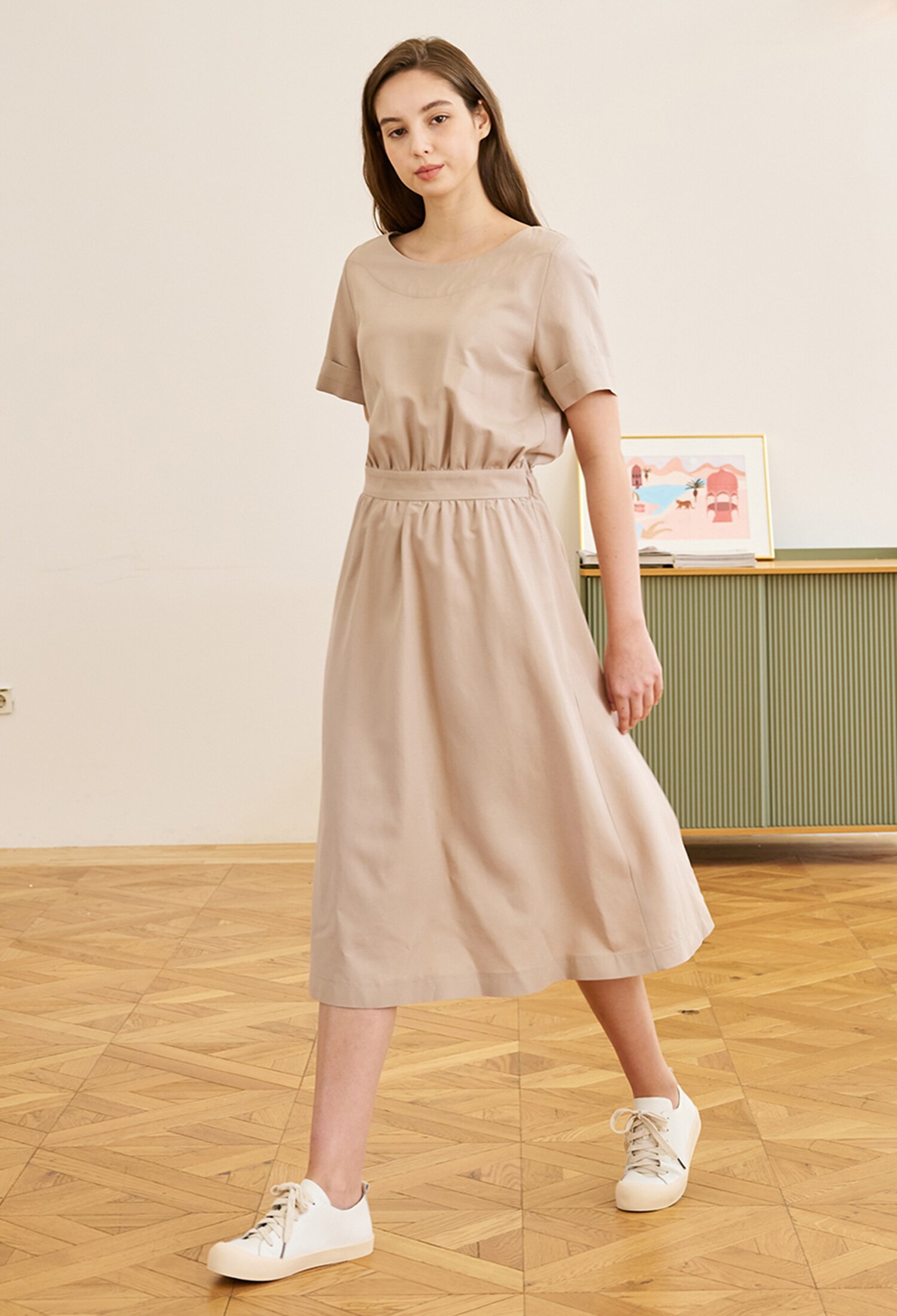 Linen Boat-neck Dress (4 color)