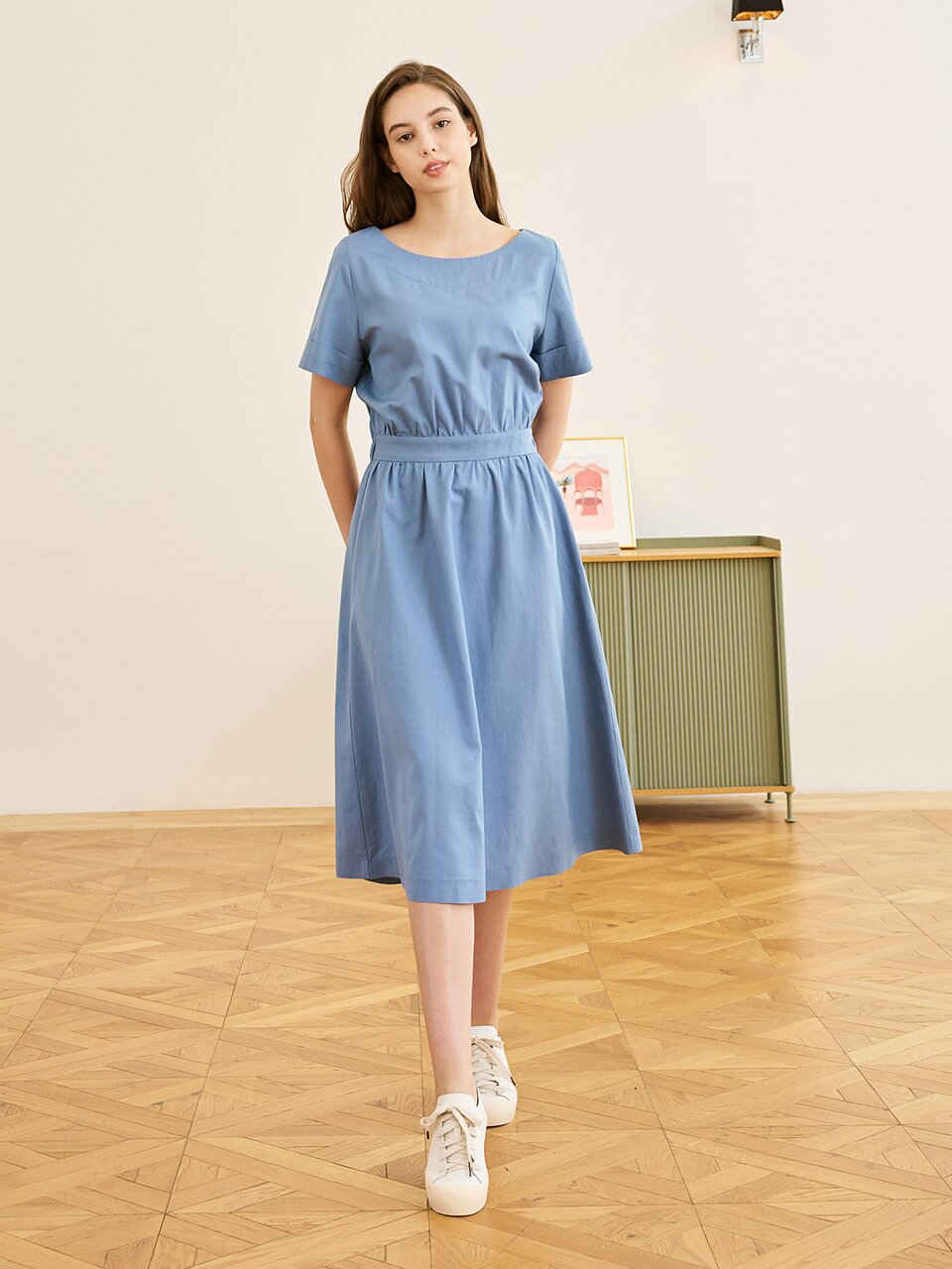 Linen Boat-neck Dress (4 color)